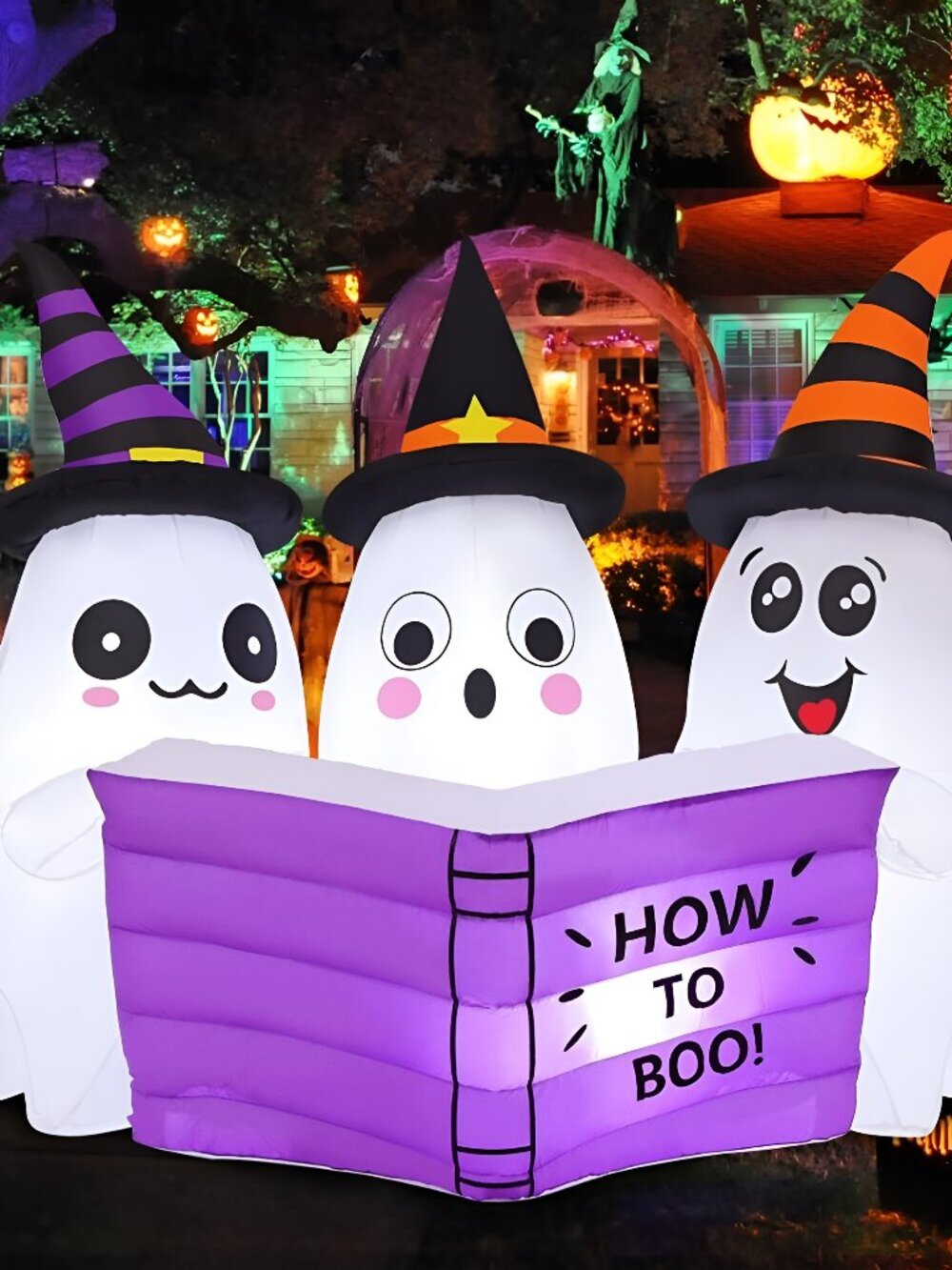 5.2FT Long Halloween Inflatables Ghost Outdoor Decor Blow Up Yard Cute Ghost